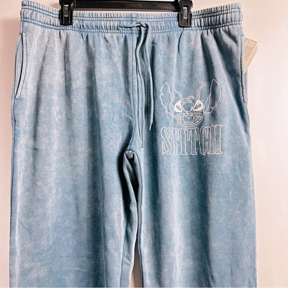 NWT Disney’s Lilo & Stitch Men’s Sz XLarge Blue Acid Wash Drawstring Joggers - Picture 3 of 10